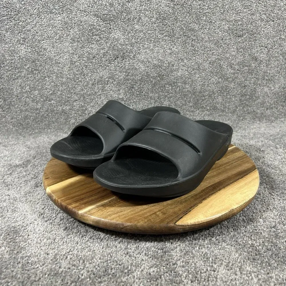 OOFOS OOahh Mens Size 10 Black Sport Sandals Recovery Gym Athletic Slides Used